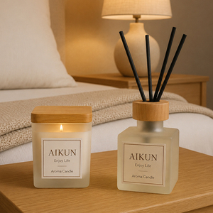 AIKUN Long Lasting Aromatherapy <b>Reed</b> <b>Diffuser</b> Eco Friendly Soy Wax Scented Candle Gift Set for Minimalist Decor - Product Image 1