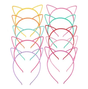 Gason cat ears shape plastic cheap candy color kids hair headband for pageant support oem