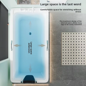 <span class=keywords><strong>Baignoire</strong></span> autoportante minimaliste moderne en acrylique blanc rectangulaire pour adultes pour la salle de bain avec robinet non inclus - Product Image 6