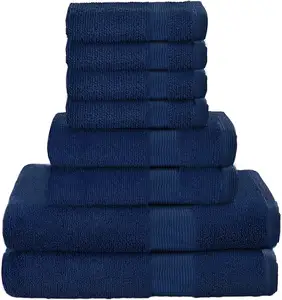 Asciugamano 8 pezzi Set 100% anello filato cotone 2 asciugamani da bagno 2 asciugamani e 4 salviette Hotel Spa qualità