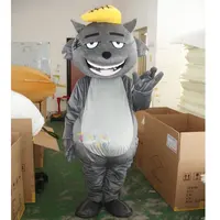 Plaisir CE personnages de dessin animé gris loup mascotte costume adultes cosplay TV et films Costumes pour fête