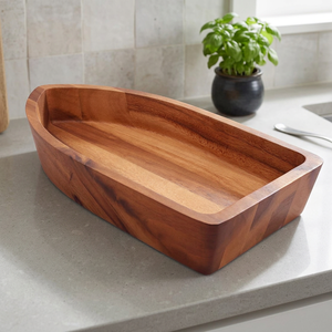 Cuencos de madera de acacia indios al por mayor para almacenar frutas y verduras con acabado en madera natural - Product Image 1