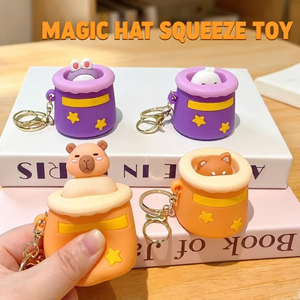 Cute Fox Magic Hat Pop-Up <b>Squishy</b> Cartoon Squeeze Sensory Stress Relief Toy Bag Charm Silicone <b>Squishy</b> Toys - Product Image 2