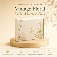 Boîte d'expédition personnalisée en carton ondulé imprimée en couleur avec logo doré, motif floral vintage, pliable, pour cadeaux et envois aériens