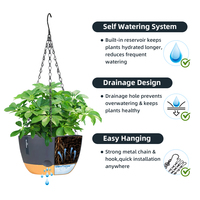 Pot Bunga Gantung Self-Watering dengan Sistem Drainase, Pot Bunga Plastik untuk Tanaman Indoor & Outdoor, Pot & Planter Taman