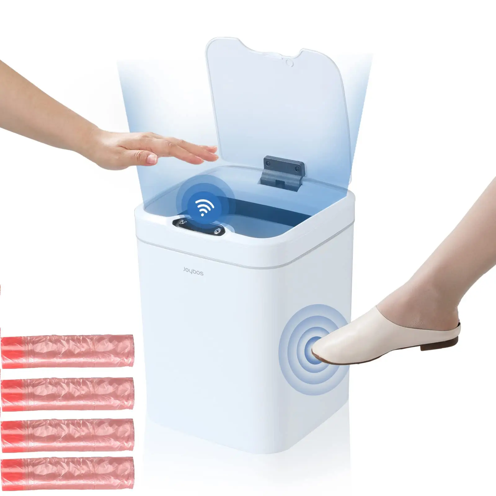 16L/5.3 Gallon Square Automatic Kitchen Garbage Bin Motion Sensor Plastic Smart Trash Can Trash Bin