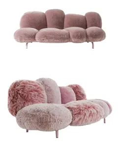 Canapé en tissu peluche confortable Design moderne "Cipria" canapé de salon pour emballer les meubles de salon