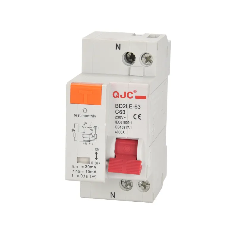 QJC OEM ODM Best Brand New BD2LE-63 C Type 2P 20A ELCB RCBO Residual Current Operated Circuit Breaker ELCB/RCD/RCCB/R/RCBO
