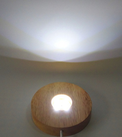 Base Lumineuse LED Ronde en Bois Innovante, Socle de Présentation pour Œuvres d'Art en Cristal et Verre avec Câble USB