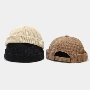 Topi vintage hangat musim dingin kualitas tinggi topi fashion gaya tanpa tepi atasan bulat logo kustom