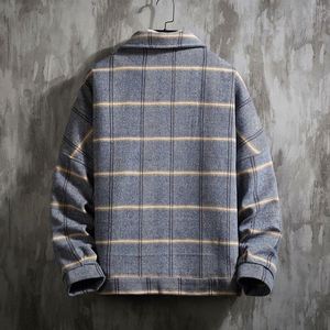 가을 겨울 남성 코트 한국어 버전 플러스 사이즈 격자 무늬 헐렁한 재킷 남성용 자수 기술 탑 - Product Image 5