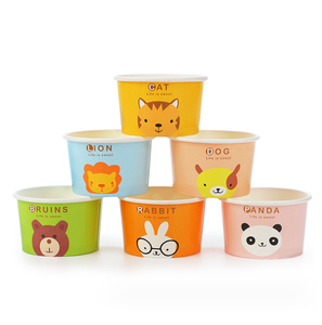 Bol en papier jetable pour crème glacée, récipient, tasse, bol à salade, bol rond en papier <span class=keywords><strong>avec</strong></span> couvercle en gros - Product Image 4