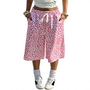 Shorts de Mujer con Estampado de Leopardo Rosa, Cintura Media, Holgados, Casuales, Tejidos, Transpirables, con Bolsillos - Product Image 3