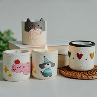 Bougies parfumées fantaisie en cire de soja, mini-tasses de dessins animés peintes à la main, mignonnes et de qualité supérieure, pour l'aromathérapie, cadeau de fêtes Diwali