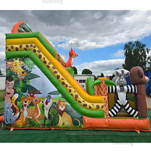 Chủ đề động vật hupfburg ngoài trời sở thú bên Jumper Jungle Trampoline <span class=keywords><strong>Inflatable</strong></span> đôi làn đường trượt trượt <span class=keywords><strong>Inflatable</strong></span> <span class=keywords><strong>Bouncer</strong></span> trượt - Product Image 6