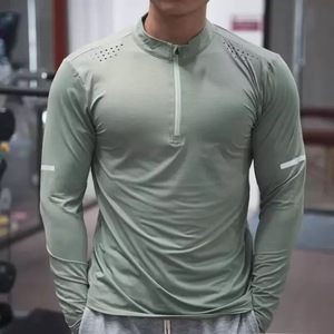 Camiseta Deportiva de Manga Larga con Cierre de Cremallera de Secado Rápido |   Camiseta Deportiva <span class=keywords><strong>para</strong></span> Hombre, <span class=keywords><strong>para</strong></span> Running y Fisicoculturismo, con Tejido de Punto y Diseño Sólido - Product Image 5