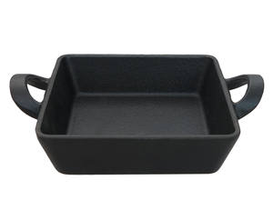 Poêle à frire peu profonde carrée en fonte, revêtement pré-assaisonné avec plateau en bois - Product Image 6