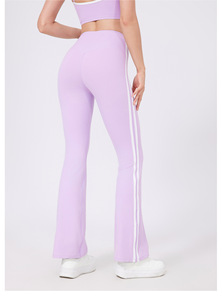 Women High Waist Side Stripe <b>Flare</b> Yoga <b>Leggings</b> Tummy Control Peach Butt Lift Stretch Pilates Gym Fitness Pants Wholesale - Product Image 3