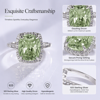 Bague en argent sterling 925 Kirin avec pierre verte, plaqué rhodium, zircon central, OEM ODM