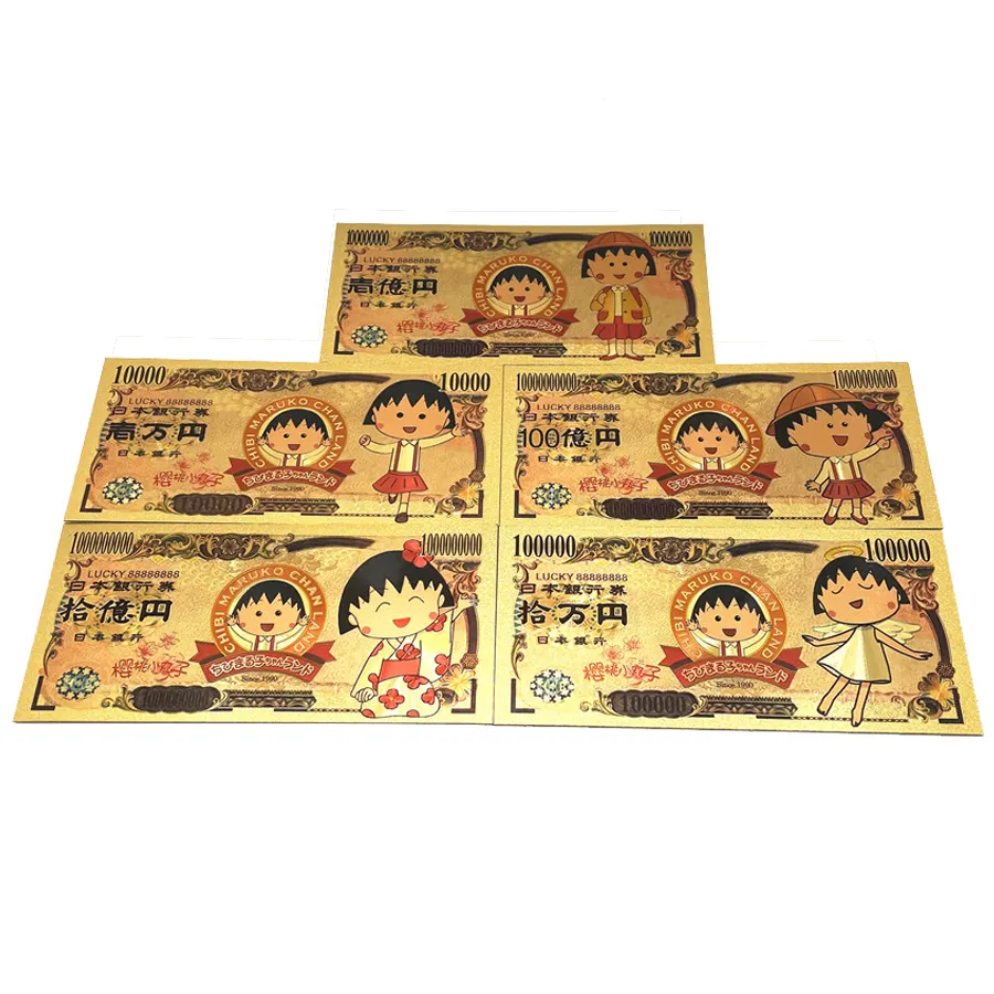 5types Japanese Anime Chi-bi-Maruk banknote Classic Manga Cherry ball playing money cute gift gold cards prop money for kids