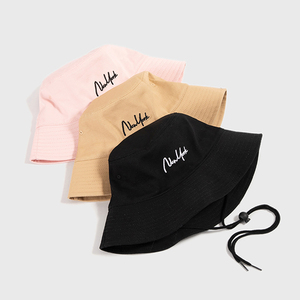 Wholesale Manufacturer Custom Cotton Fashion Embroidered Fisherman Beach Summer <strong>Bucket</strong> <strong>Hats</strong> <strong>With</strong> <strong>String</strong> - Product Image 4