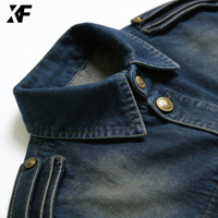 Veste en jean cargo surdimensionnée vintage de qualité supérieure, fabriquée sur mesure, délavée, 100% coton, de la marque XUFEI