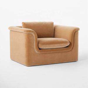 Canapé personnalisé simple 1 place canapé sur mesure rembourré orange kaki couleur vert camel velours velours <span class=keywords><strong>fauteuil</strong></span> en tissu - Product Image 3
