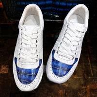 Chaussures en cuir de crocodile véritable à la mode pour homme, baskets élégantes, semelle en caoutchouc, style décontracté, chaussures de sport pour homme