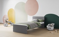 Cadre de lit simple en bois blanc gris minimaliste moderne avec sommier à lattes Durable Écologique Meubles de chambre à coucher pour enfants adolescents