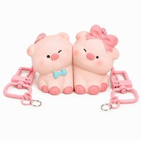 Vente en gros de porte-clés magnétiques personnalisés en forme de cochon rose, motif animal de dessin animé mignon, pour cadeaux en vrac et fournitures pour porte-clés