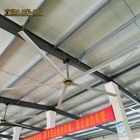 Ventilateur de plafond industriel à faible bruit, ventilateur HVLS de 5,5 m, 5 pales, moteur à aimant permanent PMSM, ventilateur VFD pour le refroidissement des entrepôts et des usines