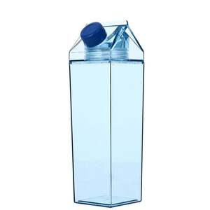500Ml Fashionable <b>Clear</b> Plastic Milk Carton Shape <b>Box</b> Acrylic Water Juice Packaging Bottle With <b>Lid</b> - Product Image 5