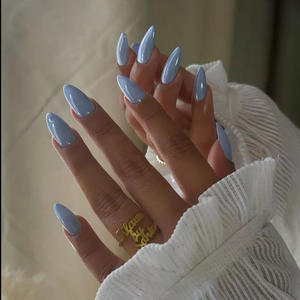 <span class=keywords><strong>Uñas</strong></span> Postizas Acrílicas Transparentes <span class=keywords><strong>Azul</strong></span> <span class=keywords><strong>Claro</strong></span> de Lujo, Cobertura Completa, Efecto Espejo Mágico, Brillo Acuático - Product Image 1