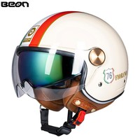 Casco Abierto BEON B-120 con Doble Visera, Homologado 3C para Bicicleta Eléctrica y Motocicleta, para Todas las Estaciones, Visera Extraíble, Forro Lavable