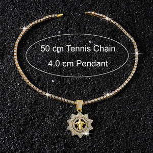 2026 New Popular Design Sunflower <b>Cross</b> Pendant Necklace Light Luxury Hiphop Style Alloy Men's Necklaces Fashionable Jewelry - Product Image 5