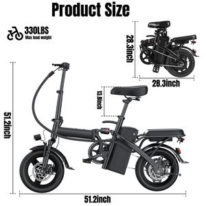 Mini vélo électrique pour adultes 350W Brushless, vélo électrique pliable, batterie au lithium <span class=keywords><strong>500WH</strong></span>, panier arrière, design stable - Product Image 1