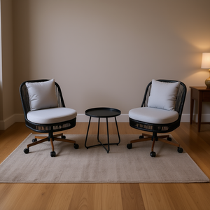 Set di Divani da Esterno Moderni con Ruote, Struttura in Ferro e Tessuto, Arredamento per Soggiorno - Product Image 2