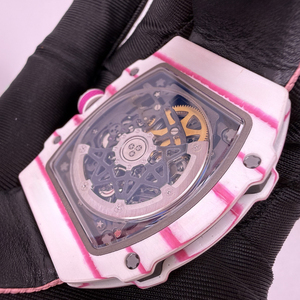 Personalized Trendy 6702 Sports <b>Watch</b> White Contrasting Hollow Design <b>Mechanical</b> Movement Neutral Versatile Wristwatch No <b>Watch</b> - Product Image 2