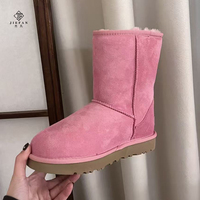 Bottes de neige pour femmes en peau de mouton chaudes pour l'automne et l'hiver, mi-mollet, à semelle épaisse, antidérapantes et respirantes. Chaussures d'hiver, bottes personnalisées