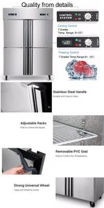 Congélateur-réfrigérateur vertical professionnel industriel en acier inoxydable à double zone 1000L 4 portes pour cuisine d'hôtel - Product Image 6
