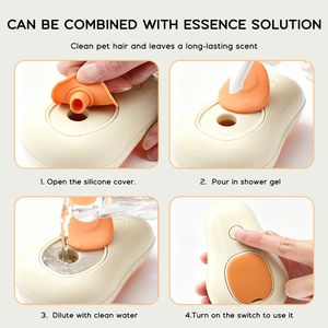 Brosse vapeur 3-en-1 rechargeable en silicone pour animaux de compagnie, avec spray et massage, style dessin animé, pour poils de chat - Product Image 3