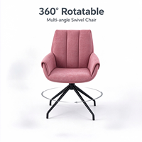 Fauteuil de salle à manger pivotant de luxe en tissu, avec dossier haut, support ergonomique incurvé et structure en acier robuste thermolaqué