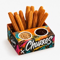 Boîtes d'emballage en papier biodégradable personnalisées pour crêpes, gaufres, churros, beignets, avec coupelles à sauce et plateau