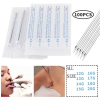 Agujas y Herramientas de Perforación Corporal para Niños, de Acero Quirúrgico Inoxidable, Plateadas en Plata y con Zirconia, Certificadas por ASTM, Marca Gaby