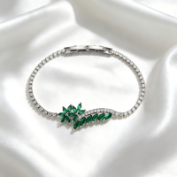 Gelang Rantai & Link Mewah Berlapis Emas 14K Kuningan dengan Zirkon Putih 5A, Warna Pink Muda Hijau CZ, Hadiah Fashion untuk Pesta