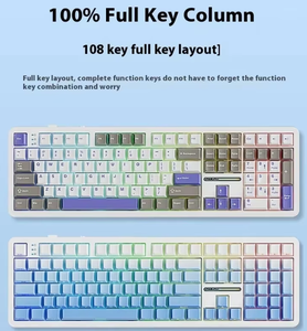 Teclado Mecánico para Juegos Aula F108 Gris-Blanco-Azul RGB Retroiluminado Programable de Tamaño Completo Anti-Ghosting Multimedia Nuevo USB para Portátil - Product Image 2