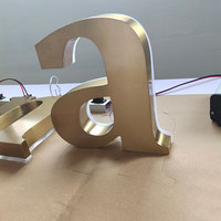 Enseigne murale flottante 3D en métal brossé argenté poli pour extérieur, avec logo, grandes lettres