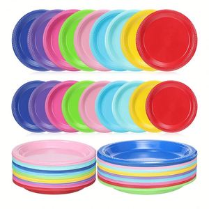 Assiettes rondes en plastique pour apéritifs et dîners, utilisables pour les fêtes de mariage, 7'', 9'', 10.25'' - Product Image 1
