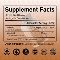 OEM ODM Vente à Chaud Suppléments Vitamines MK7 Vitamine D3 K2 Capsules