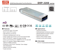 Mean Well DRP-3200-24 3200W Alimentation à découpage AC/DC 24V à montage en rack avec redresseur frontal pour l'industrie mean well drp 3200